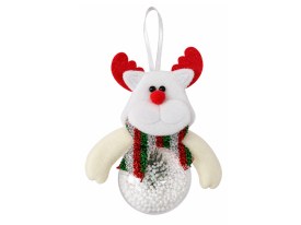 Adorno bola nieve con reno de tela Navidad 